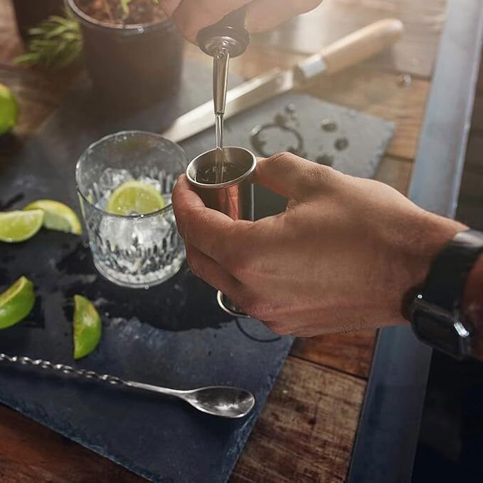 Cocktailshaker - Sæt med 10 - Rustfrit stål - 750ml - Træfod
