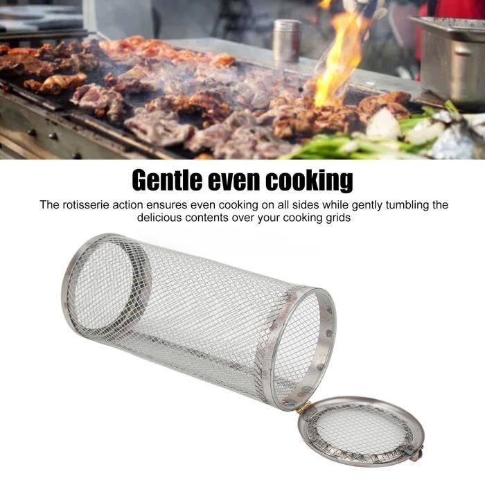 Accesorios para barbacoa Fydun, cesta de acero inoxidable para horno de barbacoa (pequeña, 20 cm + gancho) SD021