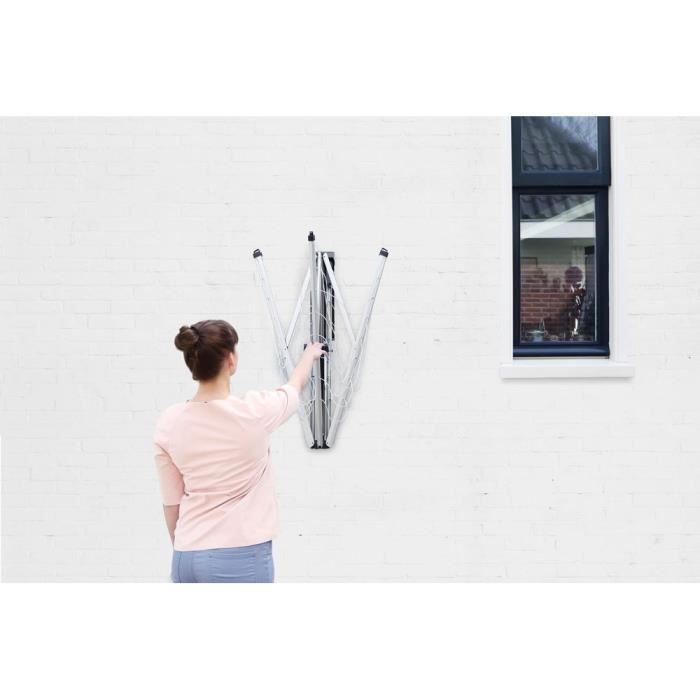 BRABANTIA - Wallfix - Secadora de ropa - 24 m - Con funda - Gris metalizado