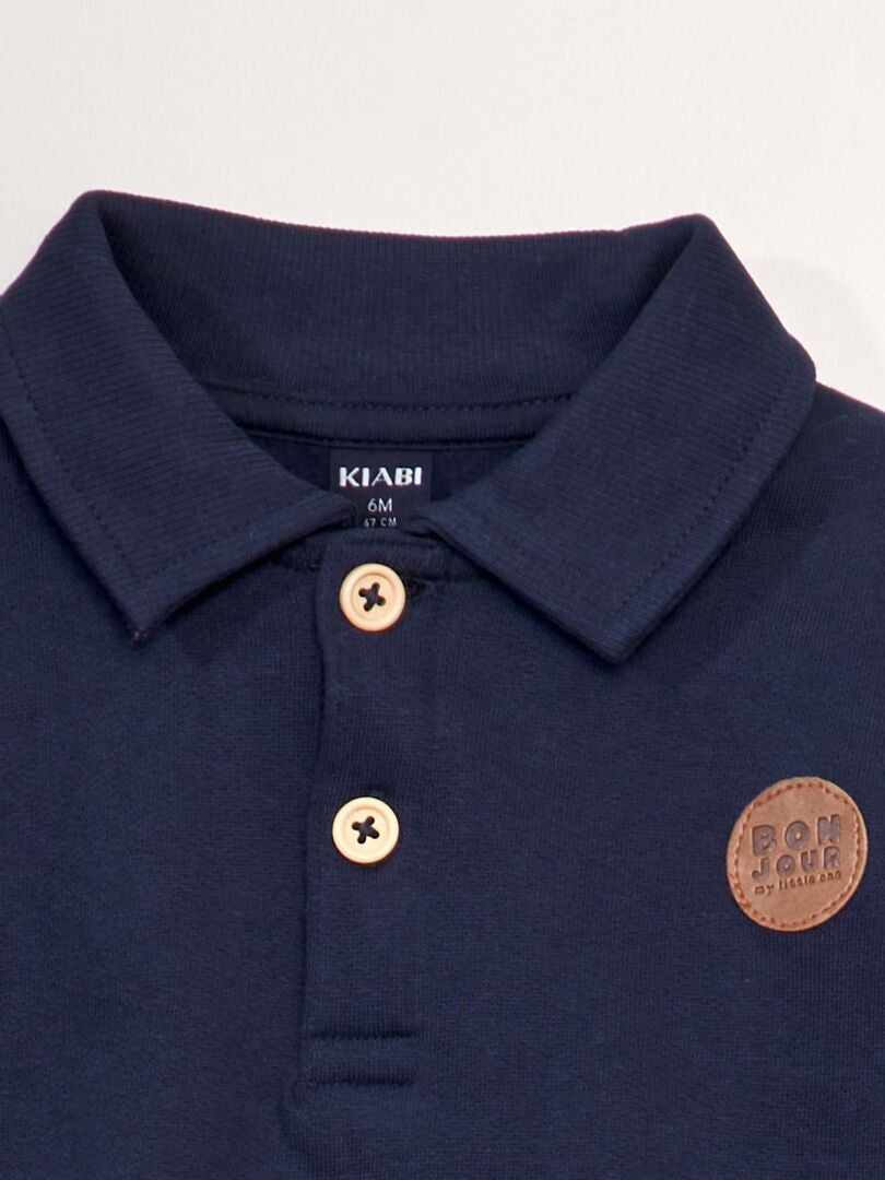 Polo-stijl sweatshirt - ZWART
