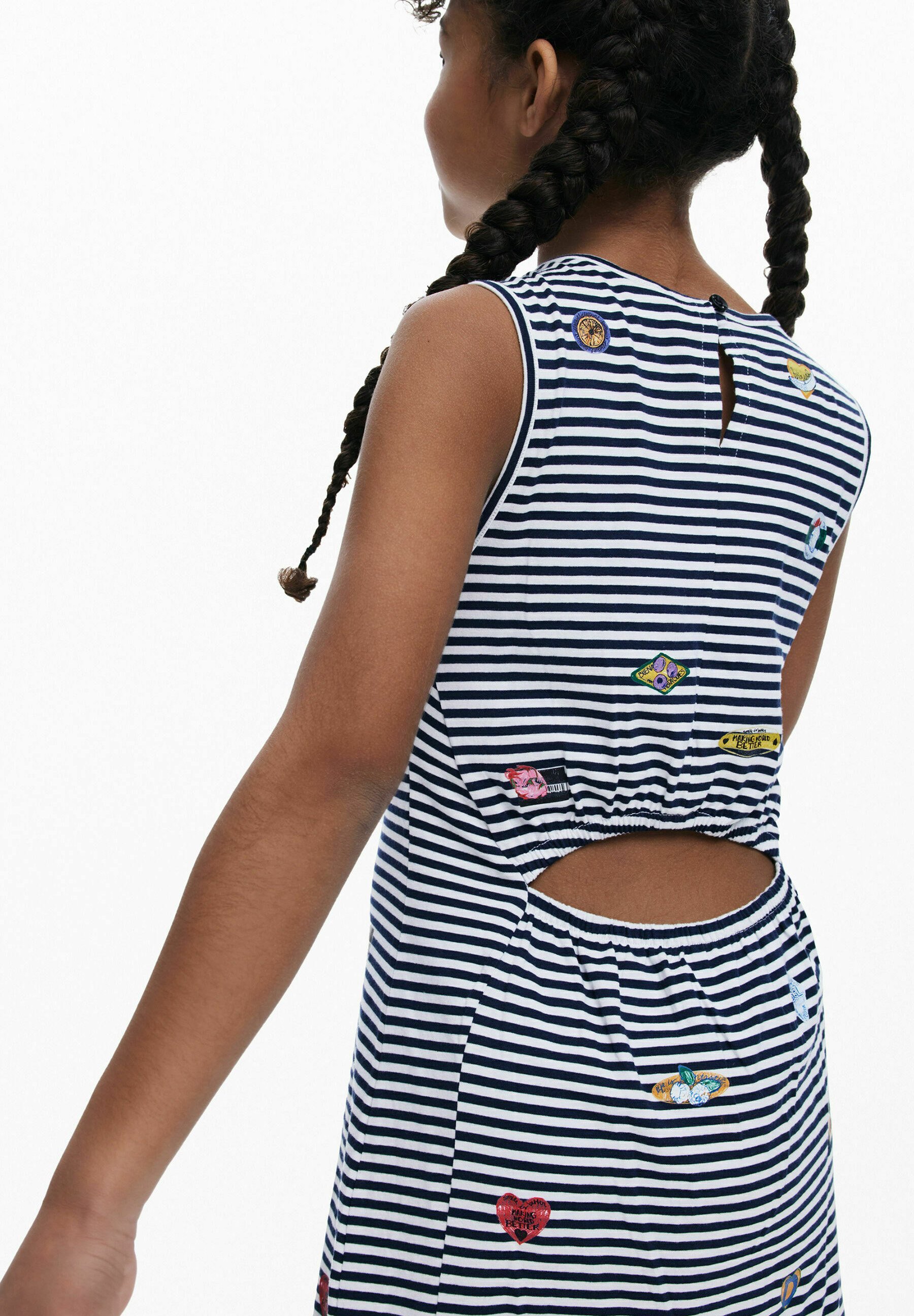 Desigual geborduurde jurk met uitsnijdingen - Jersey jurk - blauw