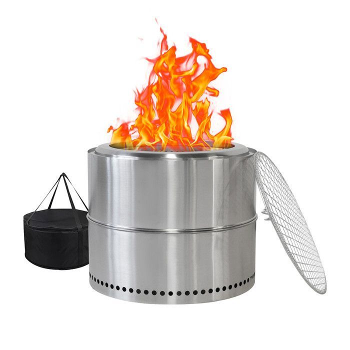 Chimenea portátil de acero inoxidable para exteriores con cenicero - brasero - brasero de leña - brasero para barbacoa