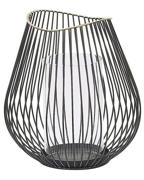 Lampion świecznik 22cm metalowy czarny