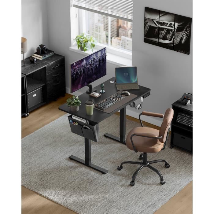 Bureau Électrique Assis-Debout - SONGMICS - 60 x 120 cm - 4 hauteurs mémorisables - Noir d'encre