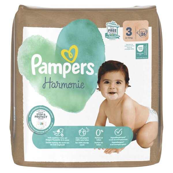 Pieluchy Pampers Harmonie rozmiar 3<br>Rozmiar 3 (6-10 kg), 26 pieluszek