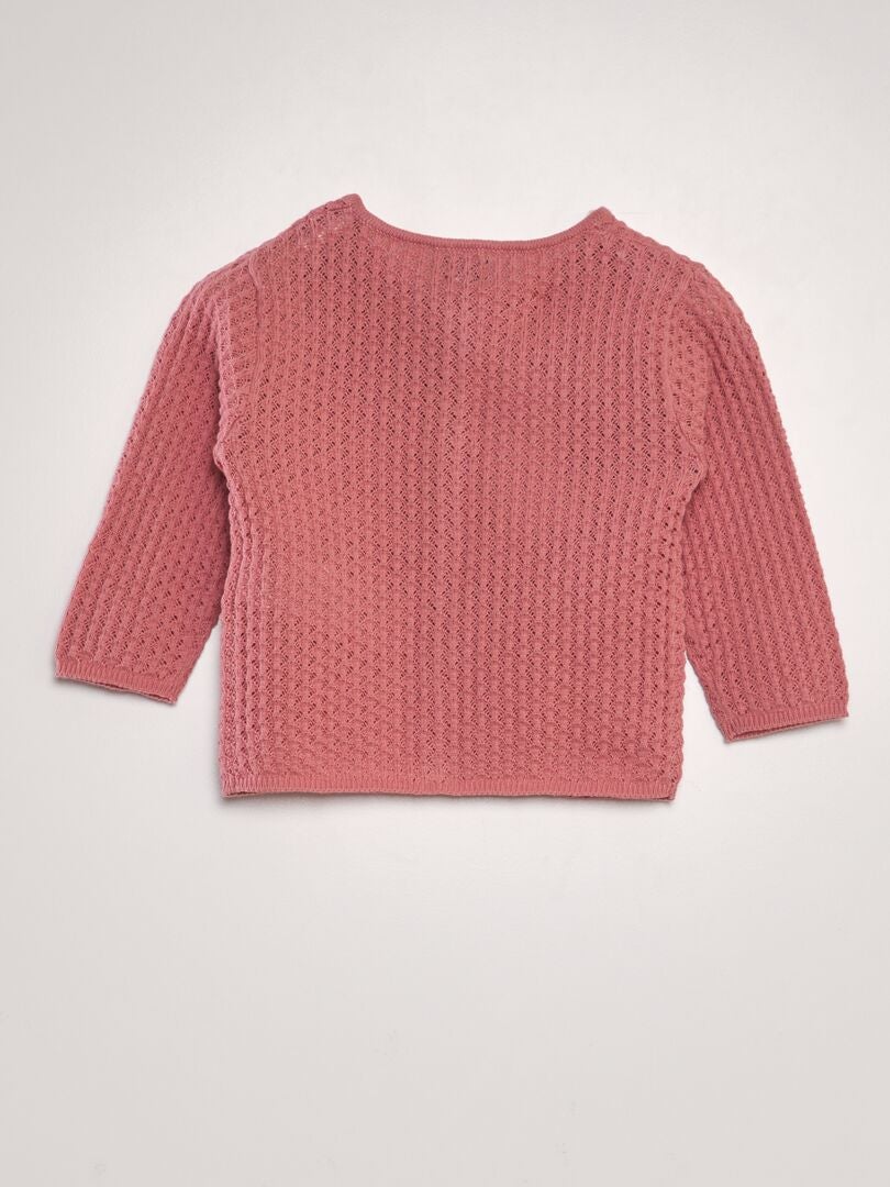 Gebreid vest met patroon - roze