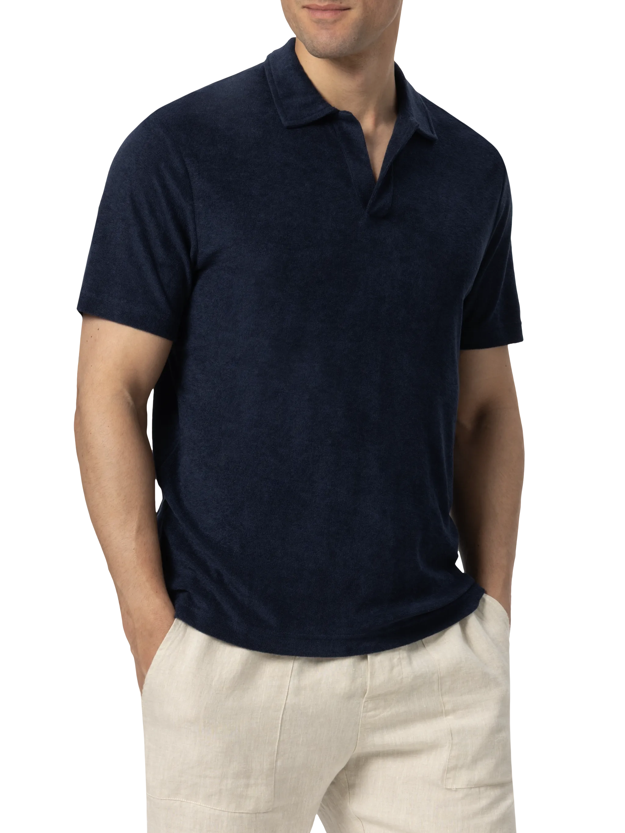 Jeremy Polo in marineblauwe badstof
