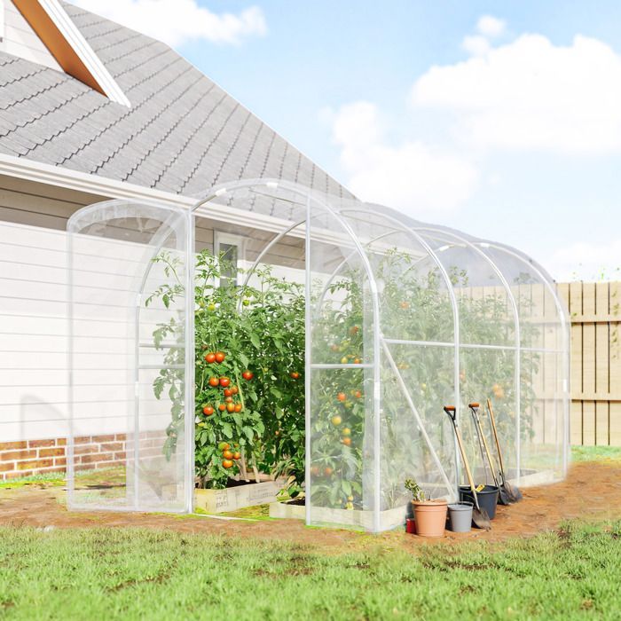 Invernadero tipo túnel Outsunny - 3 x 2 x 2 m (6 m²) con puerta abatible, cubierta de PE de 150 g/m² para hortalizas, plantas y flores.
