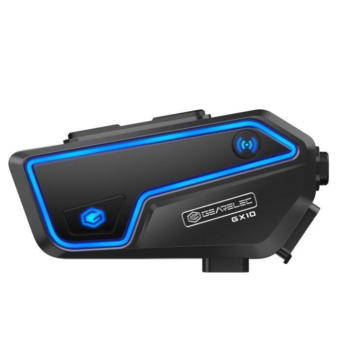 Intercomunicador para motocicleta GEARELEC, walkie-talkie inalámbrico, alcance de 2000 m, hasta 10 motociclistas, respuesta automática, resistente al agua IPX67, radio FM, GPS.