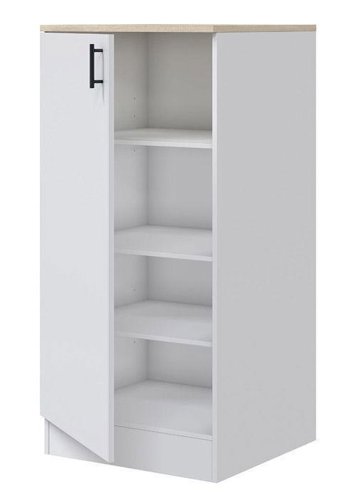 Colonna per mobile da cucina con 1 anta, finitura bianco lucido/rovere canadese.