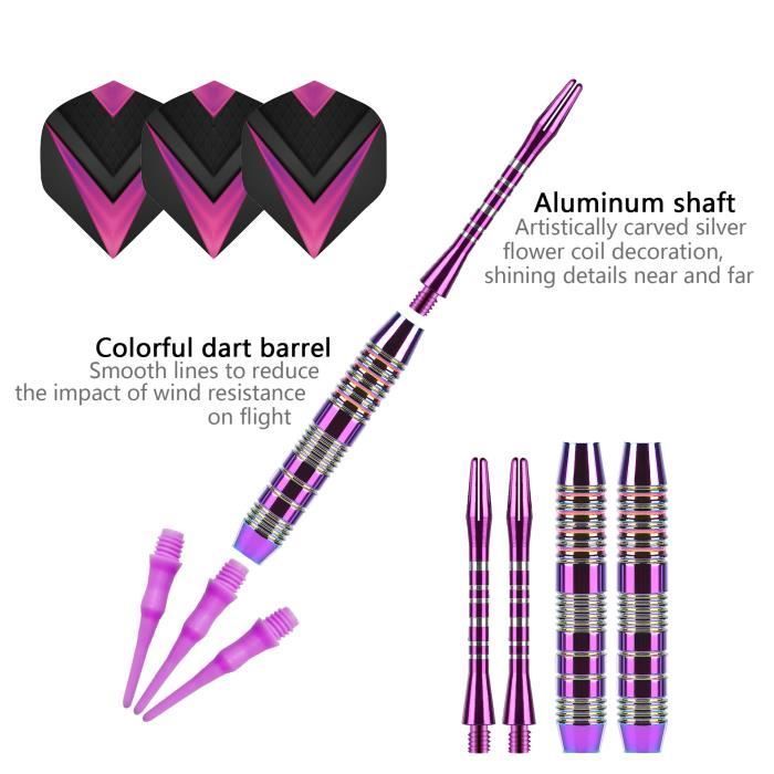 Dartset - ZHUODIKE - 21g Darts - Kunststof punt - Onbreekbaar aluminium - Paars
