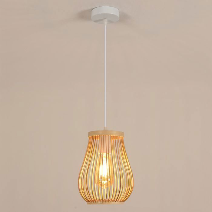 Dorlink Suspension Rotin - Hauteur Ajustable - Compatible E27 Ampoules LED Suspension rotin Suspension salon（san ampoules）