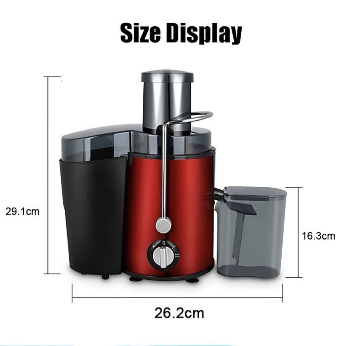 Extracteur de jus 400 W - 85 % de rétention nutritionnelle + 3 vitesses + Nettoyage en un clic - Rouge-B