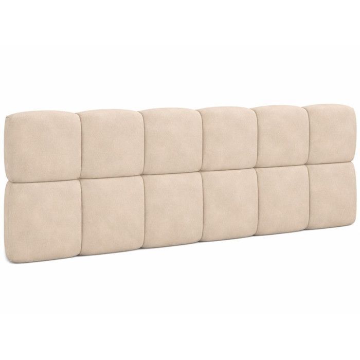 IDMARKET Tête de lit suspendue matelassée NUAGE velours beige 160 cm