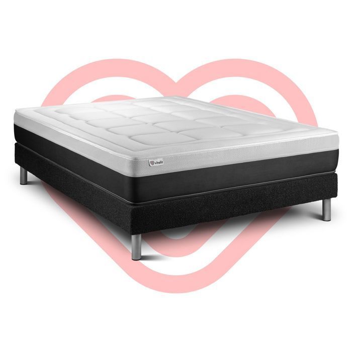 Conjunto de colchón y base de cama de 200x200 cm - Vital Form Negro