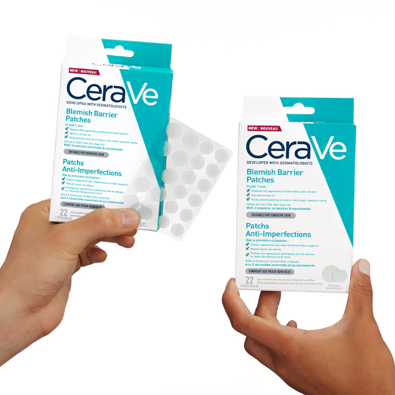 Adesivos de barreira CeraVe Blemish Control para pele problemática contra acne.