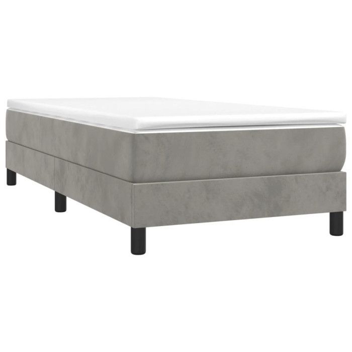 3120742 vidaXL Base de cama con muelles, gris claro, 90x190 cm, terciopelo