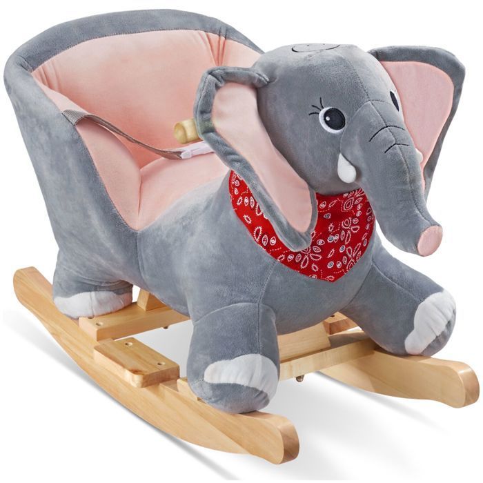 Juguete mecedor - TECTAKE - Elefante mecedor de peluche para niños de 12 meses en adelante con efectos de sonido 33 x 63 x 45,5 cm - Gris