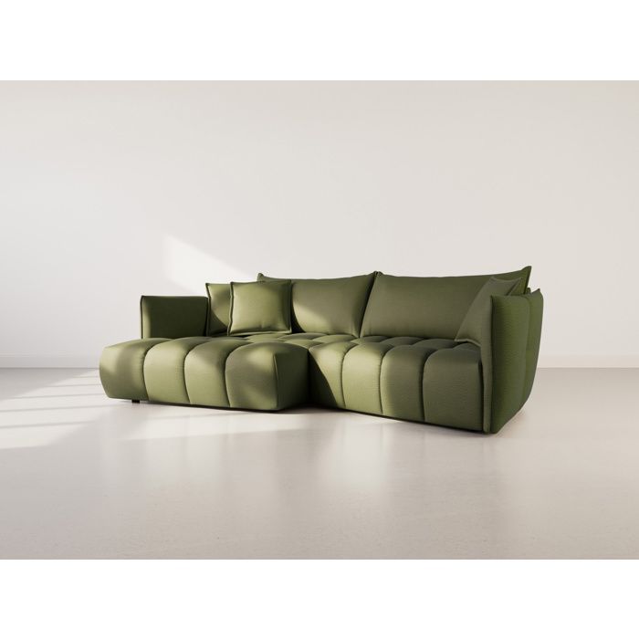 Cassiopee - 4-seater left-hand corner sofa in textured fabric - Green