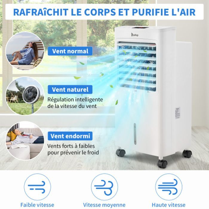 Condizionatore d'aria portatile ALIGHTUP 8L 4 in 1 senza scarico - 3 modalità, 4 impacchi di ghiaccio, timer 12 ore