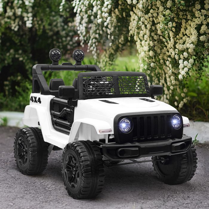 Children's Electric Ride-On Car - HOMCOM - Rear-Wheel Drive 12V 5km/h Remote Control Sound Effects LED - PP - 100x65x72cm - White