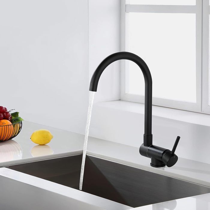 Rubinetto da cucina JULLYBATHEVY - Miscelatore - Pieghevole - Girevole a 360° - Miscelatore acqua calda e fredda - Nero