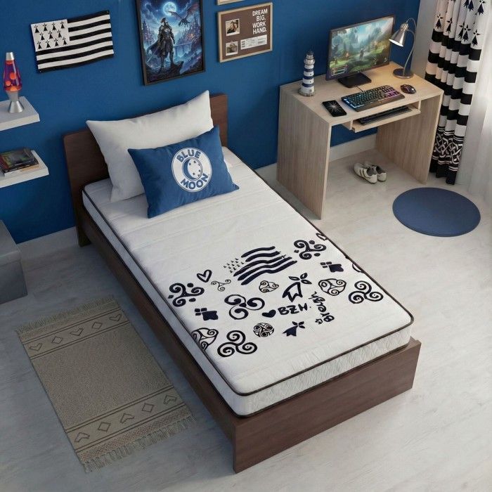 Juego de 2 colchones de espuma BREIZH de 90x190 cm - Espuma contorneada de 5 zonas - Soporte firme - 15 cm de grosor - Fabricados en Bélgica