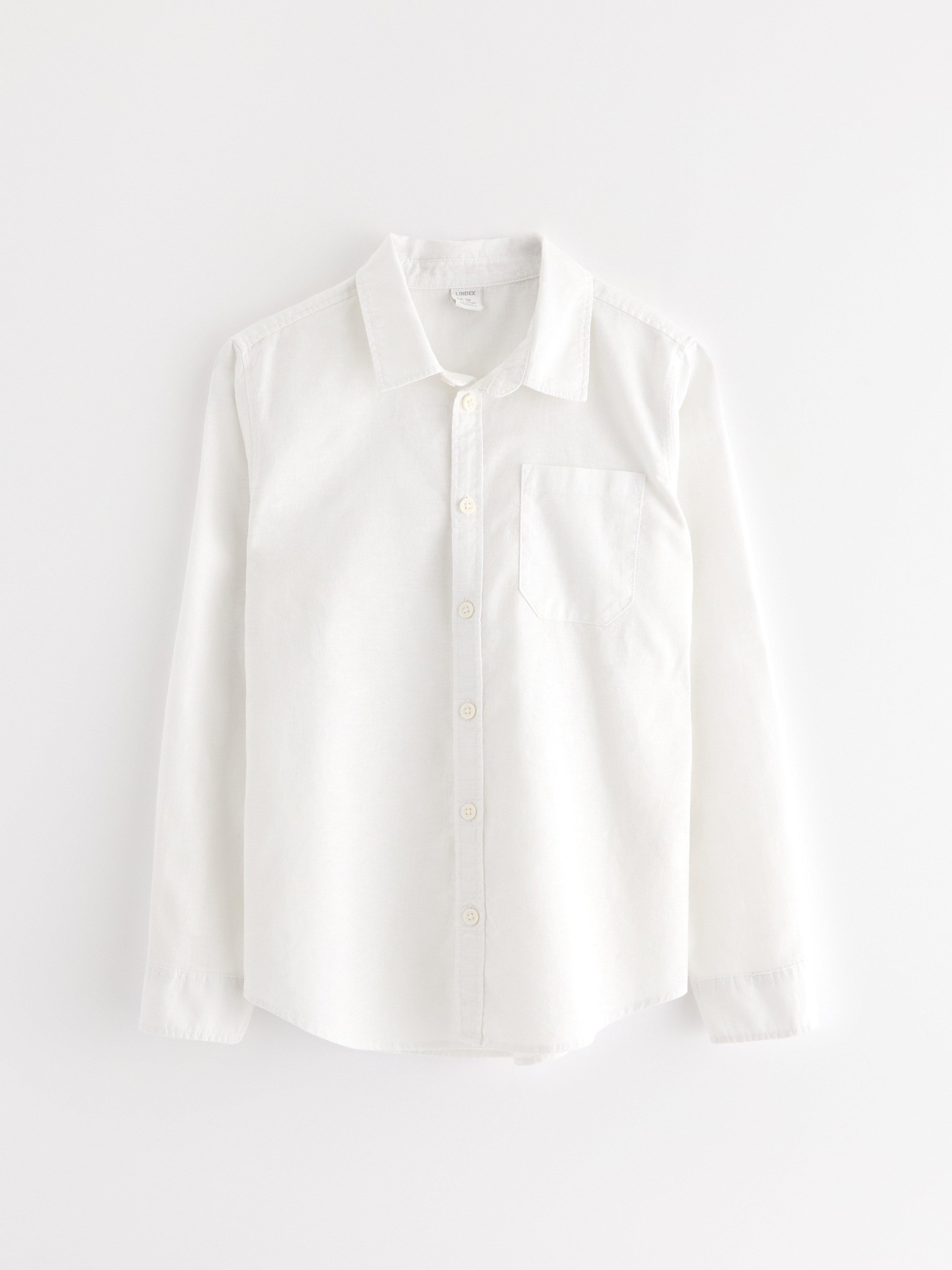 Camisa de mezcla de lino blanca
