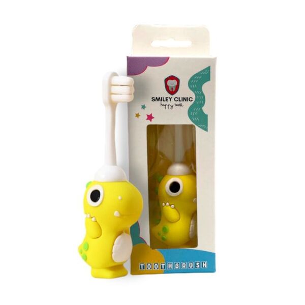 Cepillo de dientes infantil Smiley Clinic Dinosaur - Amarillo limonada