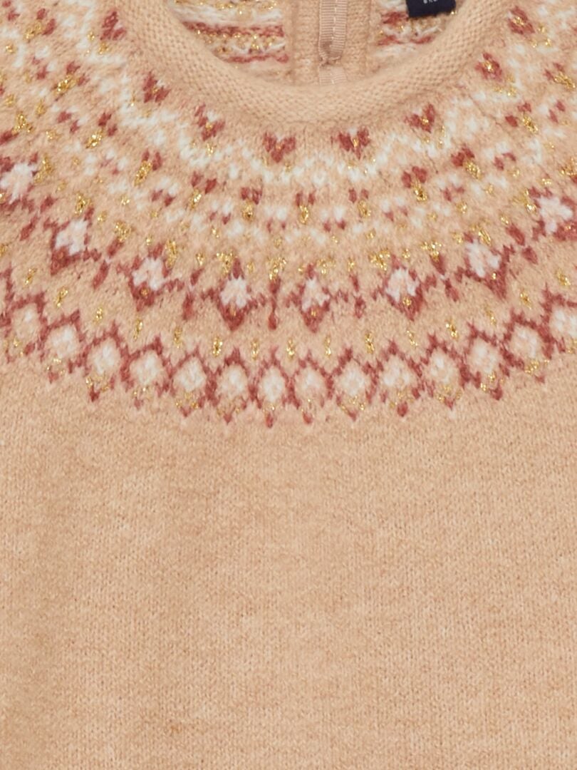 Suéter de malha jacquard macia - BEGE