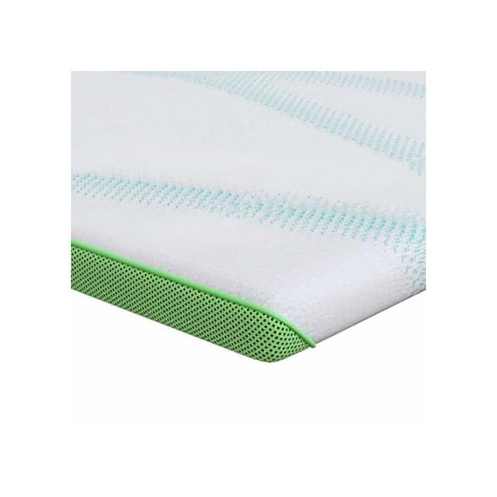 Cubrecolchón de espuma - vidaXL - 140x200x6 cm - Blanco y verde - Tejido jacquard - Espuma de poliuretano - Soporte perimetral