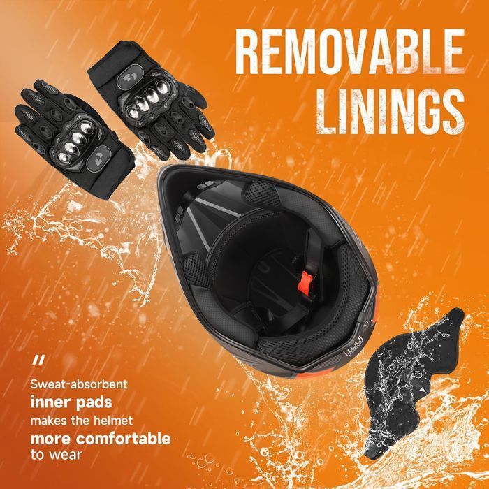Casque de motocross adulte Orange-noir M