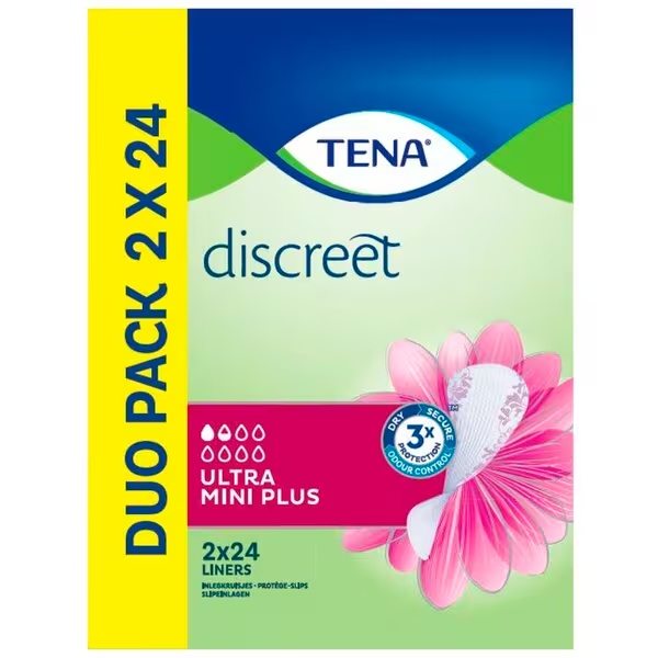 Tena Discreet Ultra Mini Plus dnevni vložki<br>Medicinski pripomoček - 2 x 24 kosov