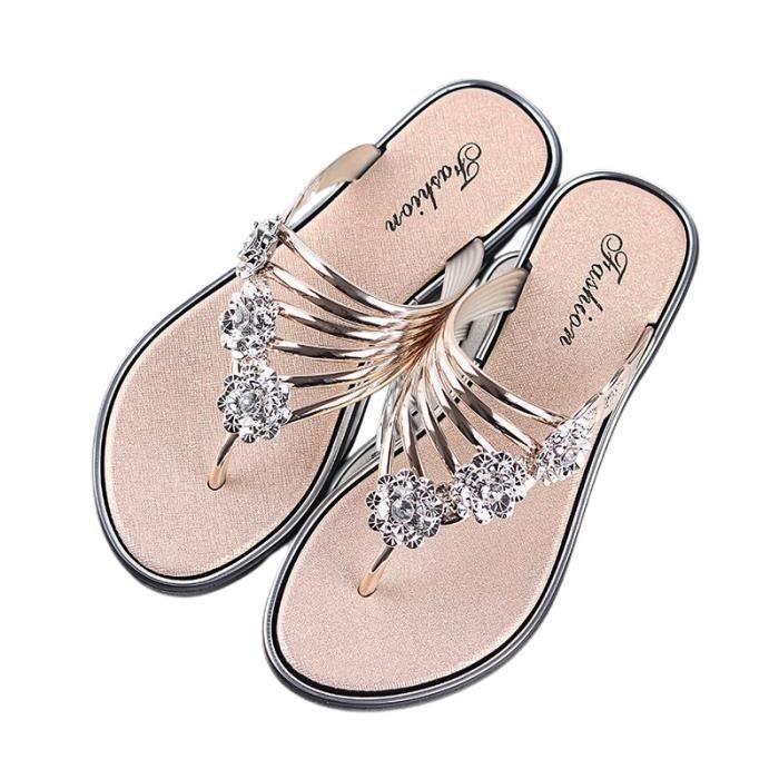 Chanclas para mujer - Marca - Modelo - Dorado - Playa - Antideslizantes