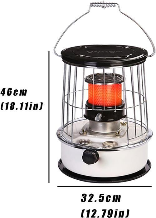 Aquecedor a querosene - KZQ - Portátil - 3000 W - Câmara de combustão em vidro - Seguro