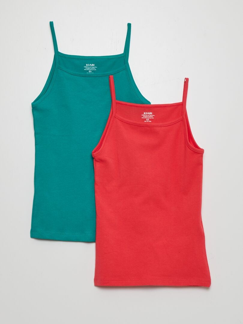 Conjunto de 2 camisetas sin mangas de color liso - ROSA