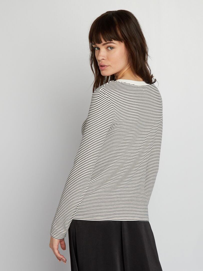 Camiseta de punto elástico acanalado - BLANCA