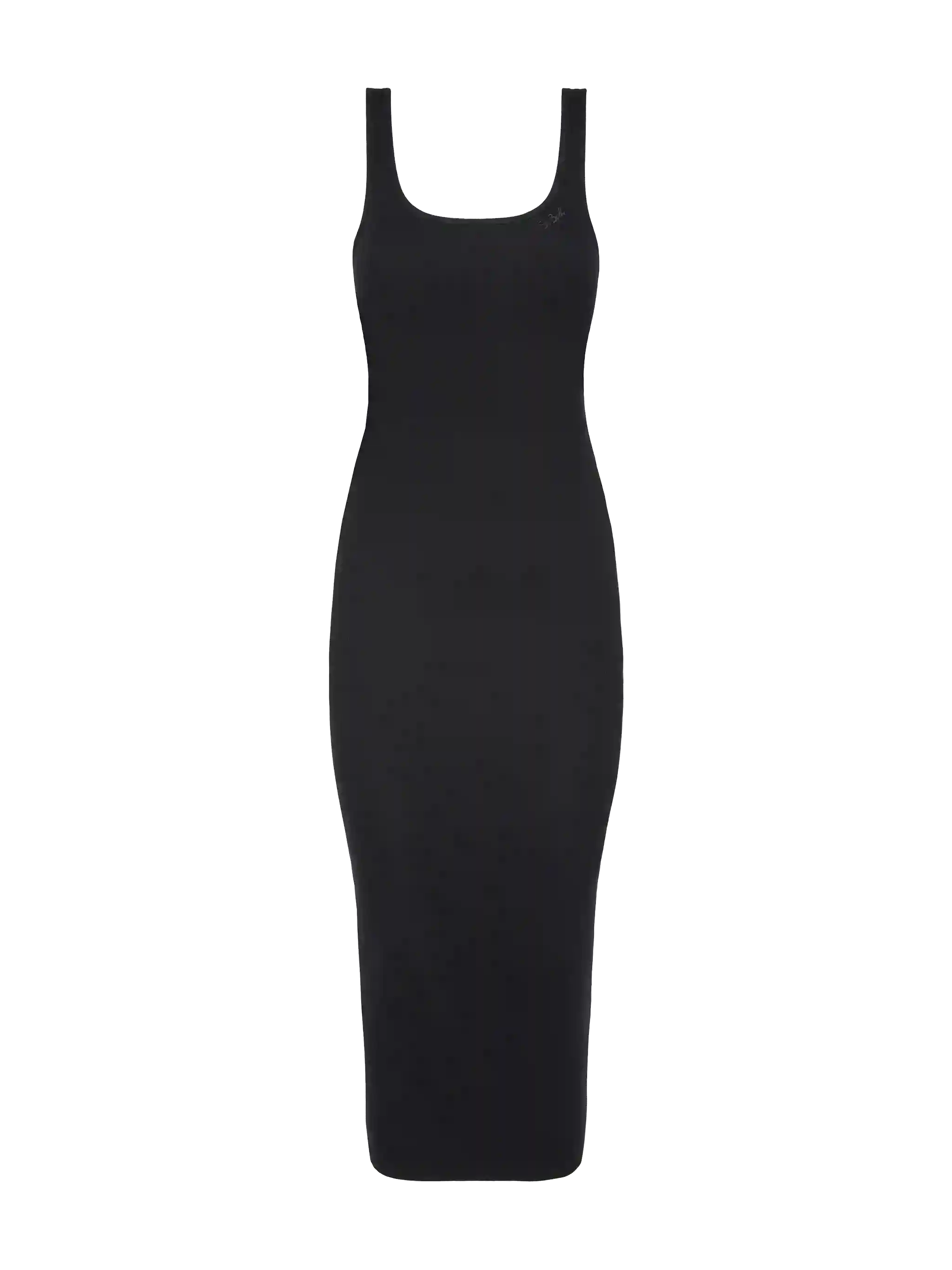 Jennifer zwarte tankjurk van geribbelde katoenen jersey