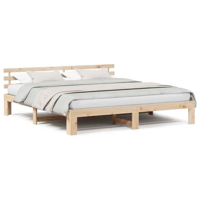 Cama doble CHIC para adultos - Estructura de cama de 200 x 200 cm, color marrón, madera maciza de pino #Sara13634