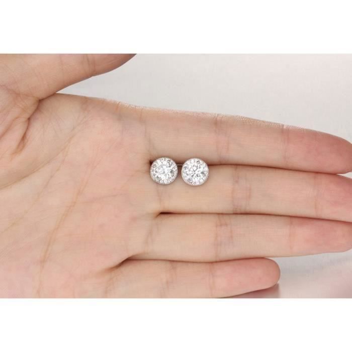 Earrings - Silver - Round - Cubic zirconia - 10 mm - 3g