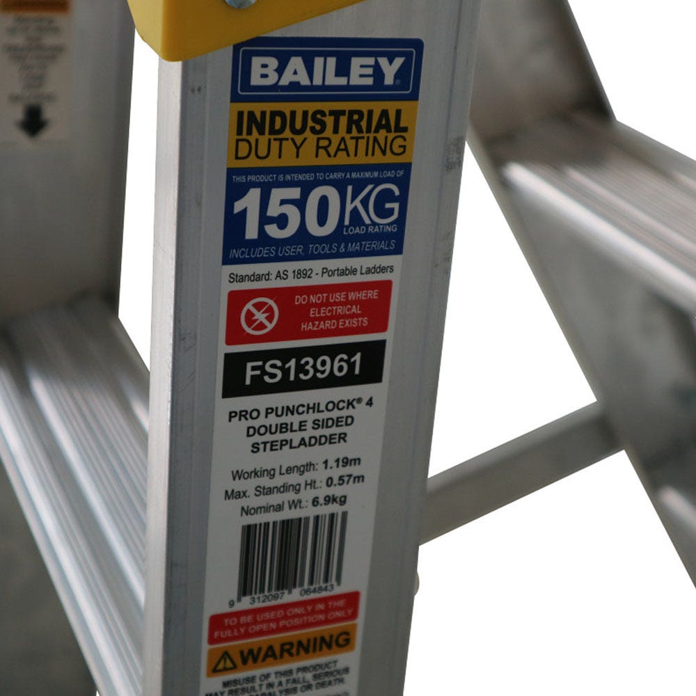 Scară dublă BAILEY 1,2 m 150 kg 4 trepte Pro FS13961