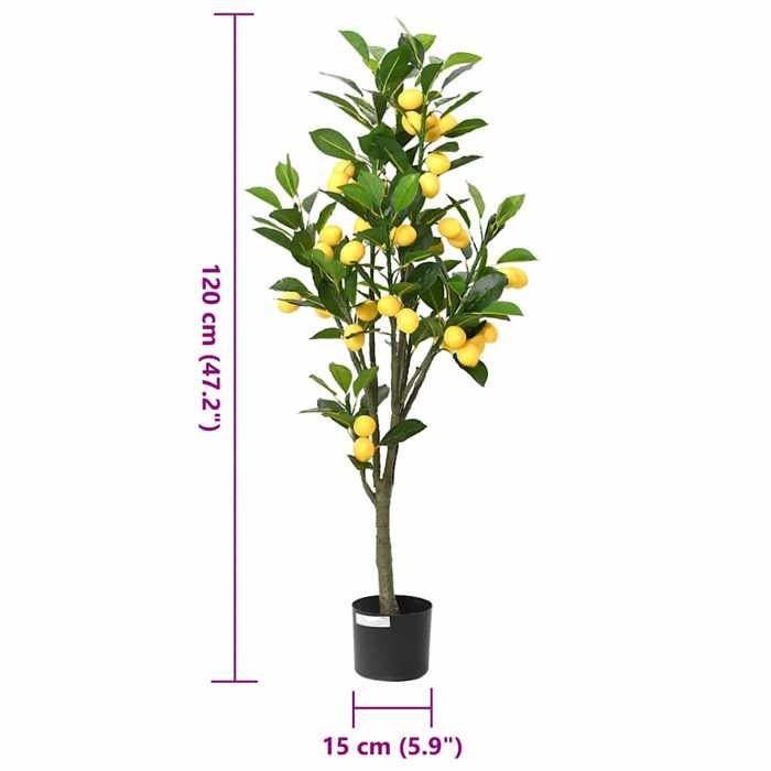 vidaXL Limonero artificial 136 hojas 120 cm Verde, Planta artificial, Planta de limonero falsa, Planta falsa, Falsa