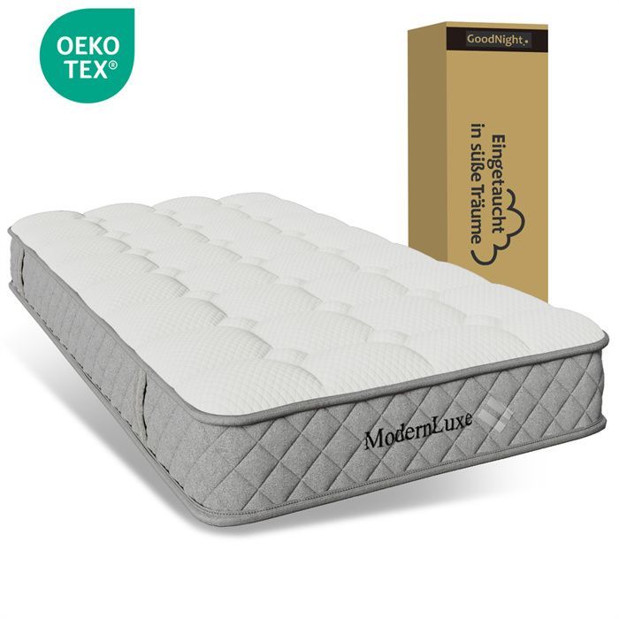 Orthopädische Matratze 90x200, Einzelschaummatratze, 7 Taschenfederkernzonen, 20 cm dick, Härtegrad H3, Öko-Tex-zertifiziert, 4 Griffe