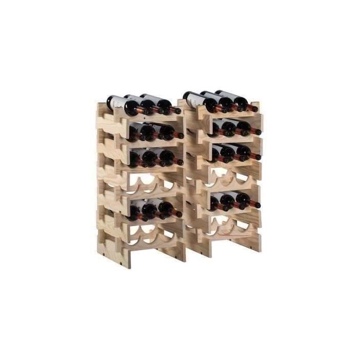 Casier range-bouteilles merlot - 6 cases - pin massif