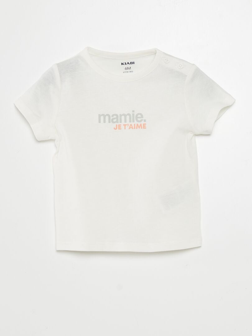 Camiseta de manga corta con inscripción - BLANCA