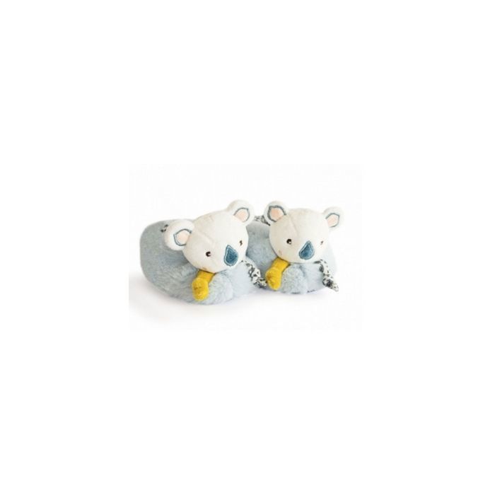 Chausson bébé - DOUDOU ET COMPAGNIE - Yoca le Koala - Bleu/vert d'eau - Hochet intégré - 0-6 mois
