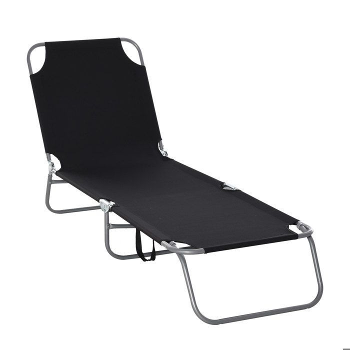 Outsunny - chaise longue transat - Métal - 187x55x24cm - Noir