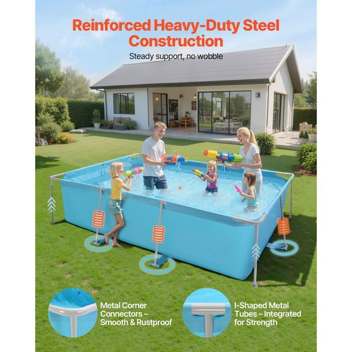 Rectangular Above Ground Pool - DUOKU - 3 x 2 x 0.76 m - Steel Frame - 3959 L Capacity - Blue