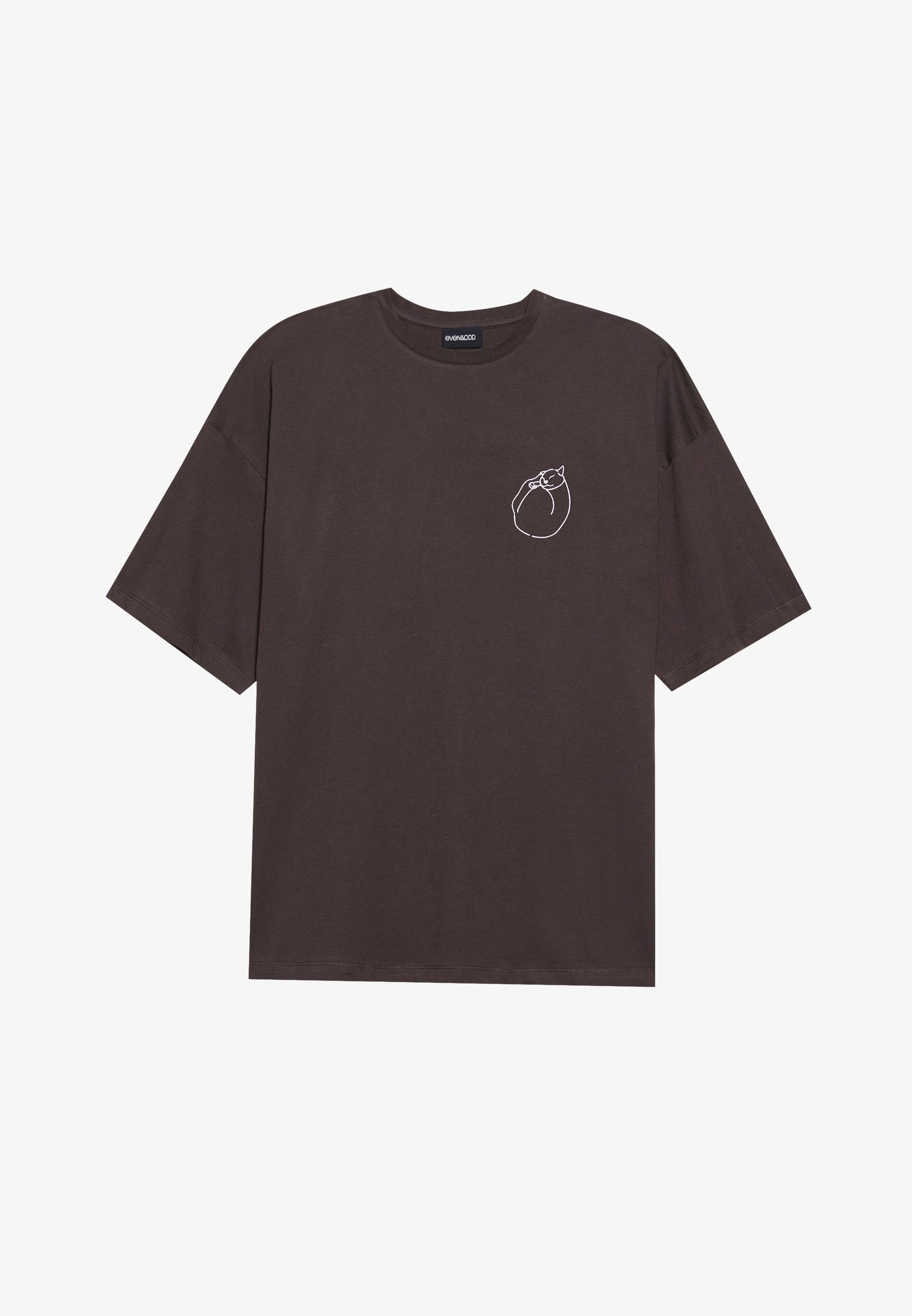 Even&Odd CAT PRINT - T-shirt met print - donkerbruin
