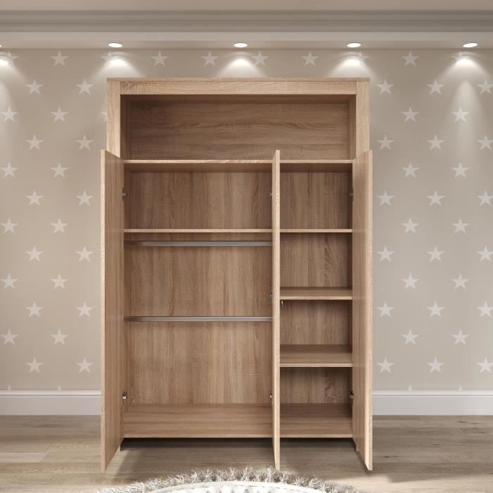 Trio per la cameretta: culla 70 x 140 cm + fasciatoio + armadio OLIVIA - Rovere - TREND TEAM